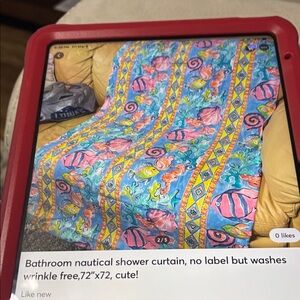 Vibrant Nautical Fish Shower Curtain in Blue & Pink